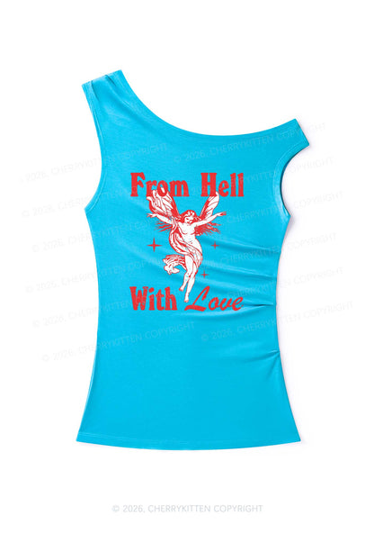 From Hall With Love Y2K Off Shoulder Tank Top Cherrykitten