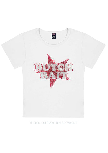 Rhinestone Butch Bait Pride Y2K Baby Tee Cherrykitten