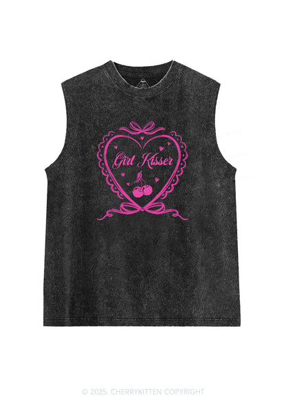 Girl Kisser Pride Y2K Washed Muscle Tank Cherrykitten