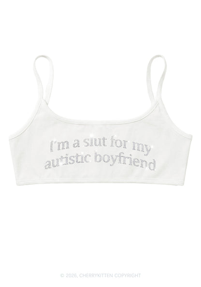 Rhinestone Slxt For My Autistic BF Y2K Super Crop Cami Cherrykitten