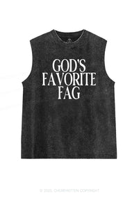 Gods Favorite Fag Pride Y2K Washed Muscle Tank Cherrykitten
