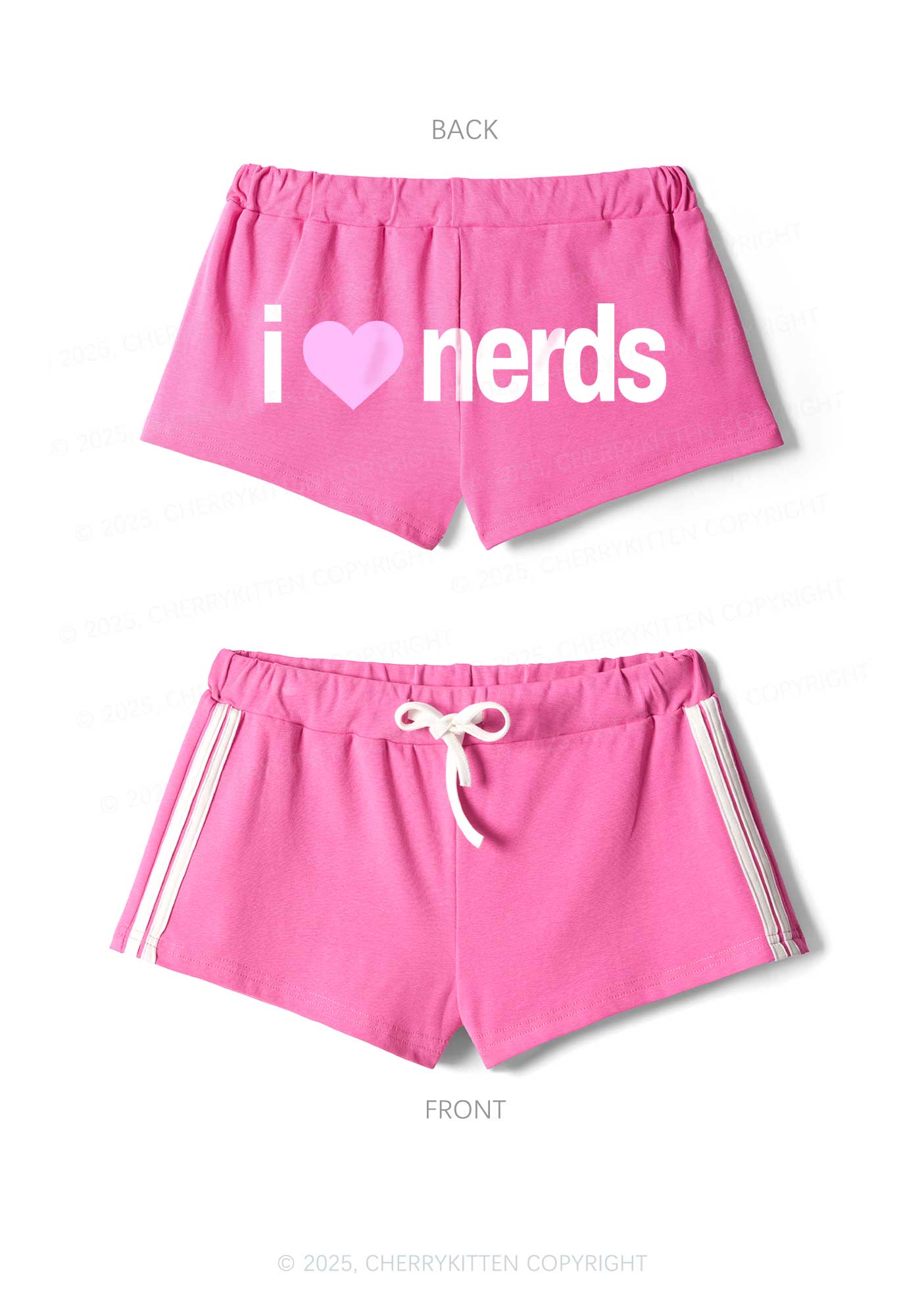I Love Nerds Y2K Drawstring Mini Shorts Cherrykitten