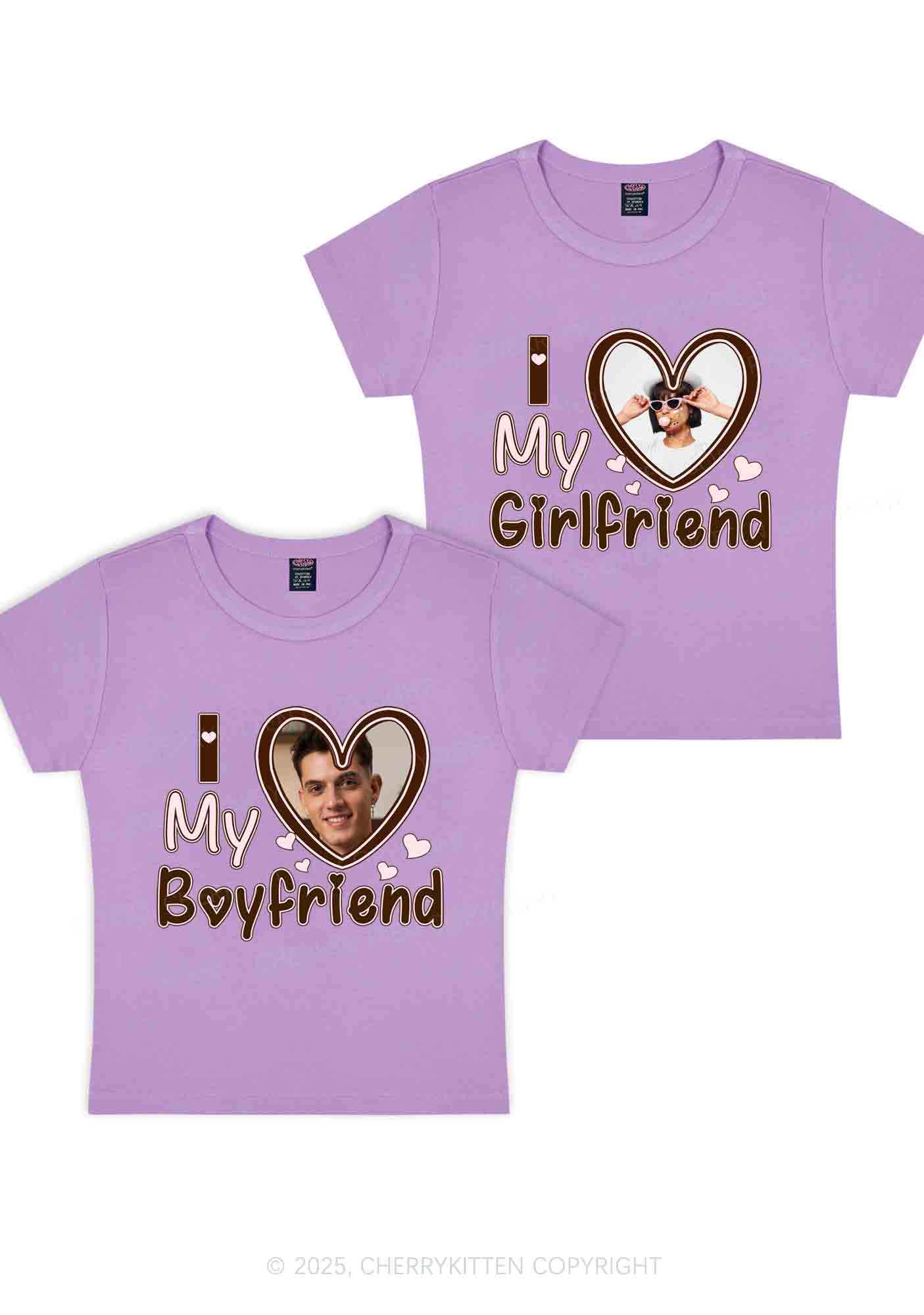 Custom BF GF Brown Heart Y2K Valentine's Day Baby Tee Cherrykitten