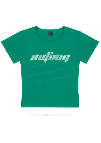 Rhinestone Autism Y2K Baby Tee Cherrykitten