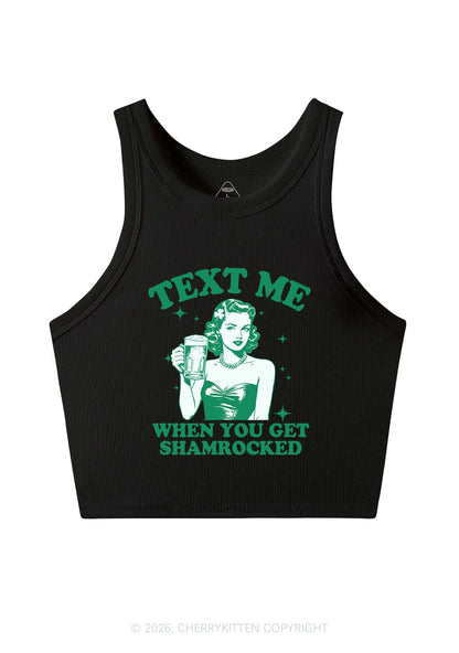 Text Me When You Get Shamrocked St Patricks Y2K Crop Tank Top Cherrykitten