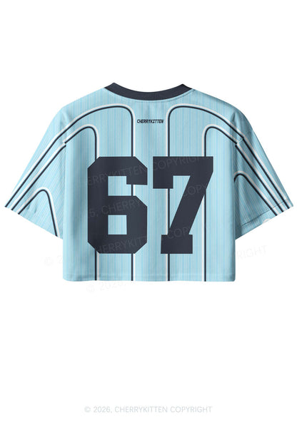 Light Blue Sapphic Tendencies Pride Y2K Crop Sport Jersey Shirts Cherrykitten