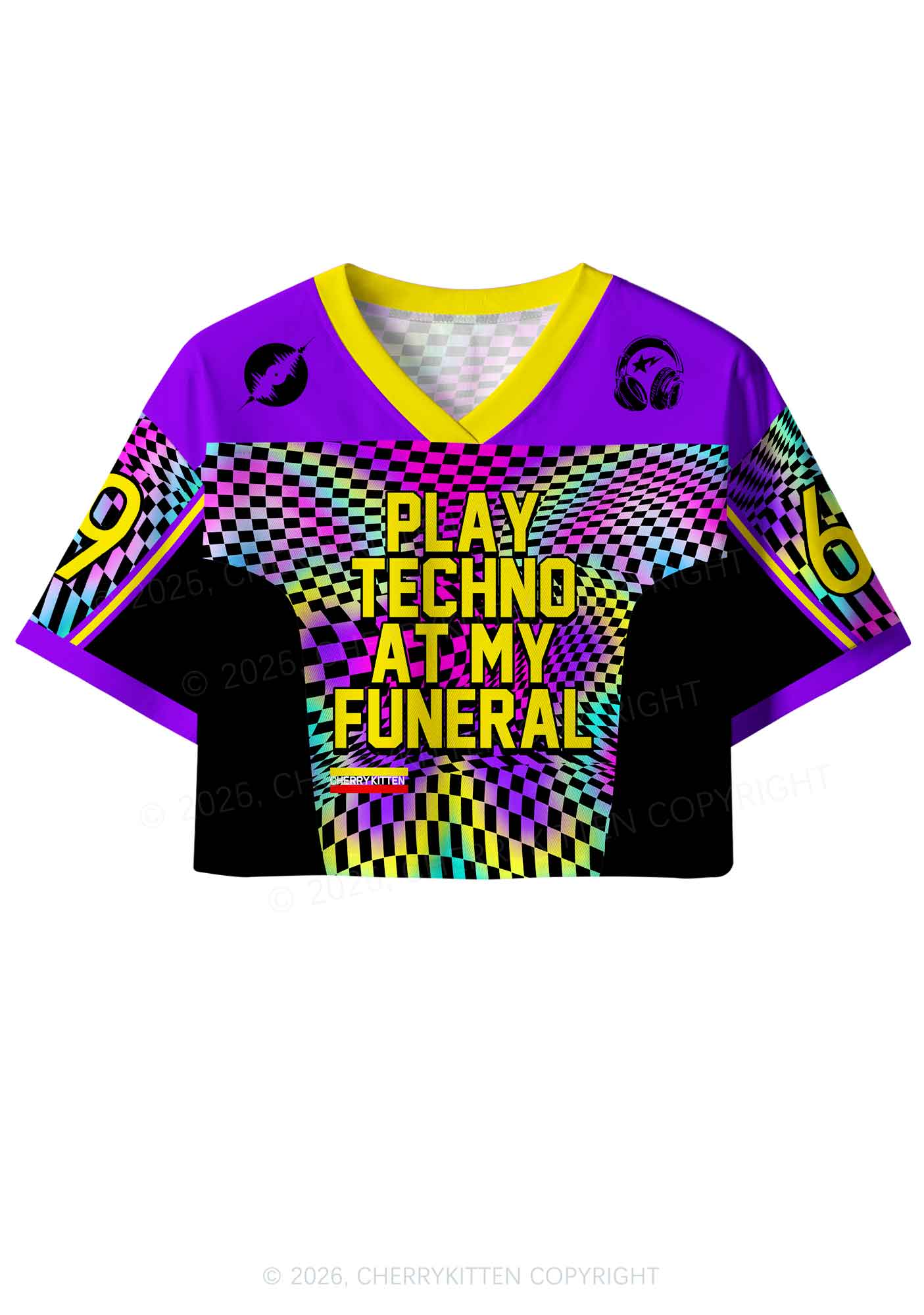 Play Techno At My Funeral Y2K Crop Sport Jersey Shirts Cherrykitten