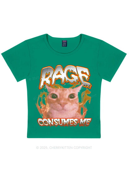 Rage Consumes Me Cat Y2K Baby Tee Cherrykitten