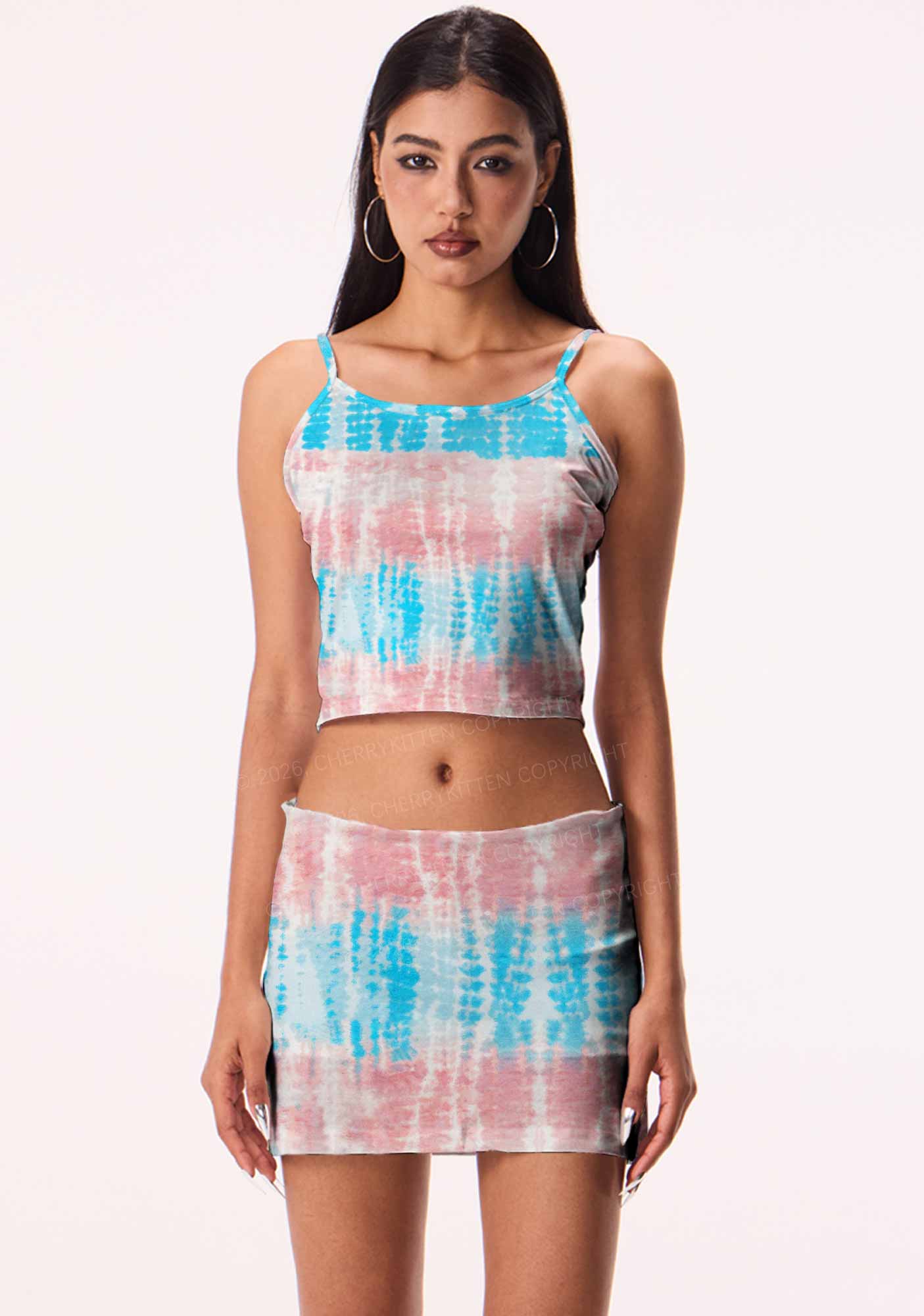 Tie Dye Trans Pride Y2K Print Mini Skirt Cherrykitten