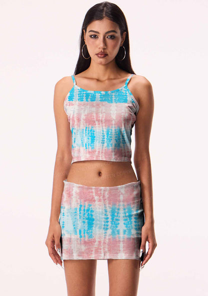Tie Dye Trans Pride Y2K Print Mini Skirt Cherrykitten