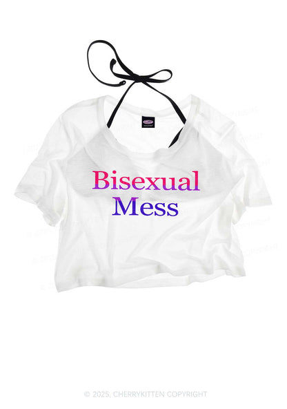 Bisexual Mess Pride Y2K Sheer Crop Tee Cherrykitten