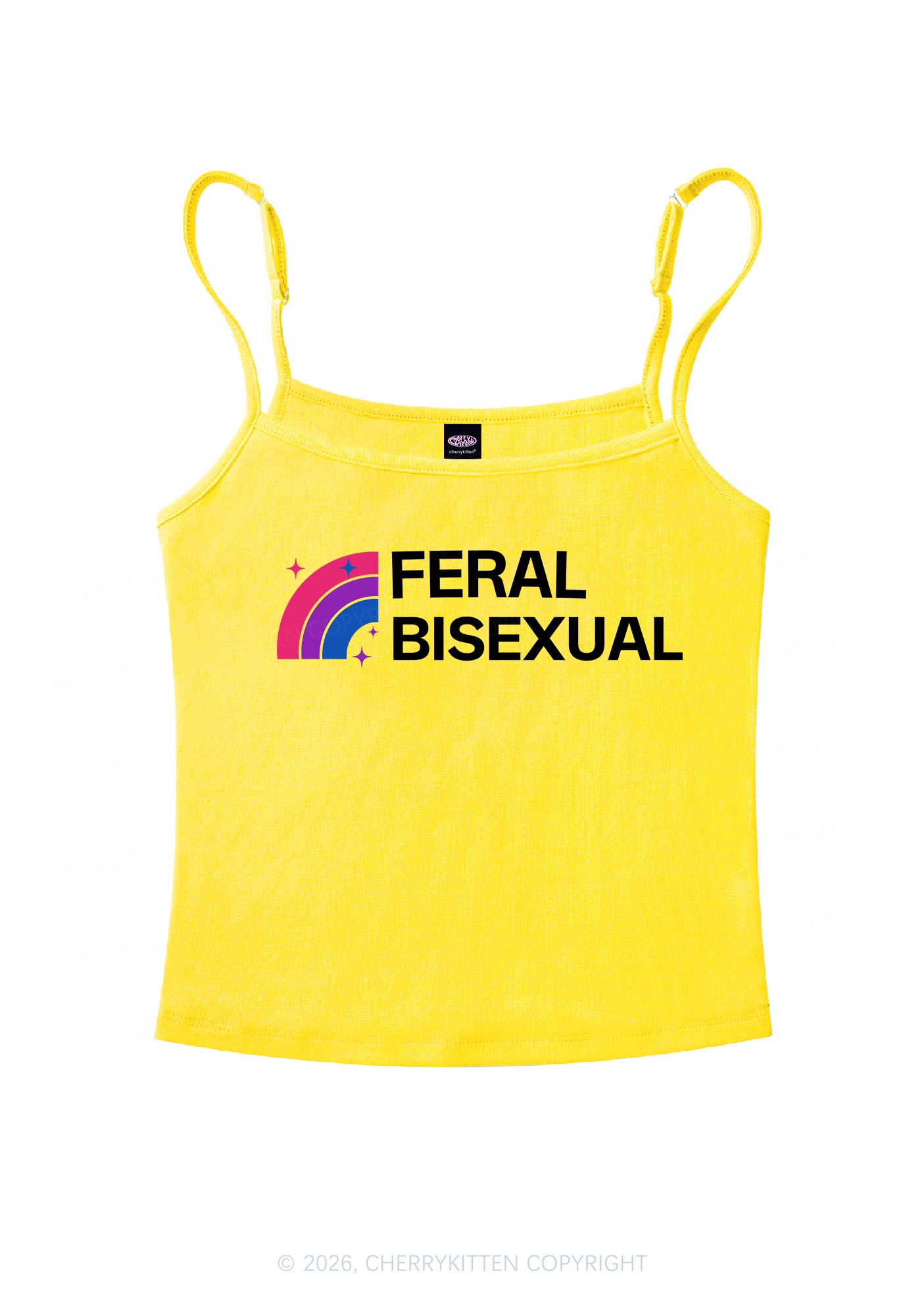 Feral Bisexual Pride Y2K Spaghetti Strap Cami Cherrykitten