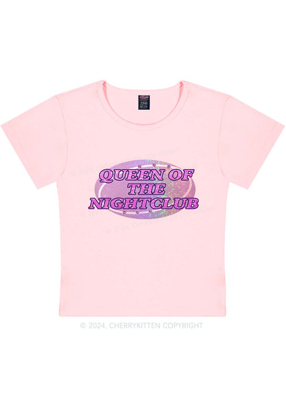 Queen Of Nightclub Y2K Baby Tee Cherrykitten
