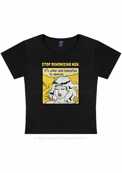 Curvy Stop Demonizing Men Y2K Baby Tee Cherrykitten