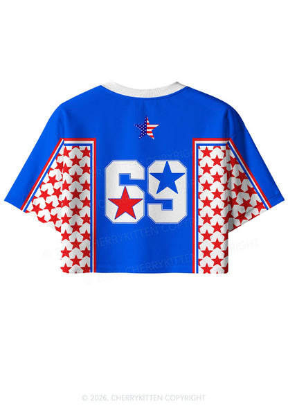 Blue Make America Gay Again Pride Y2K Crop Sport Jersey Shirts Cherrykitten