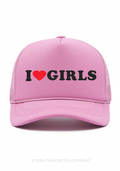 I Love Girls Pride Y2K Trucker Hat Cherrykitten