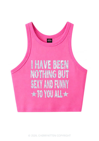 Glitter I Have Been Funny Y2K Crop Tank Top Cherrykitten