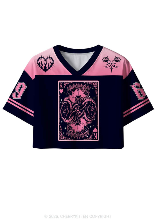 Pink Black Gay King Pride Y2K Crop Sport Jersey Shirts Cherrykitten