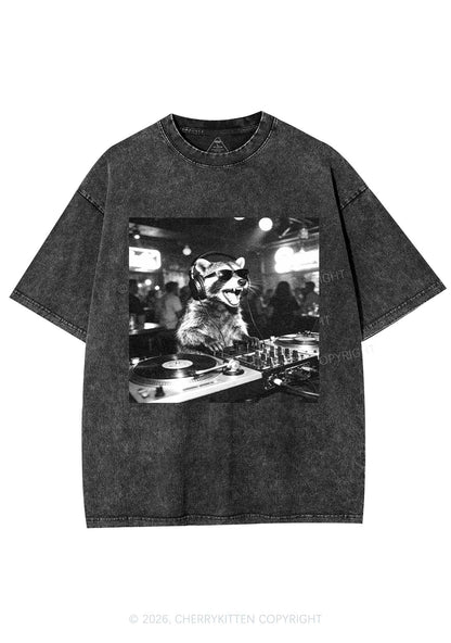 Vintage DJ Raccoon Y2K Shirts Washed Tee Cherrykitten