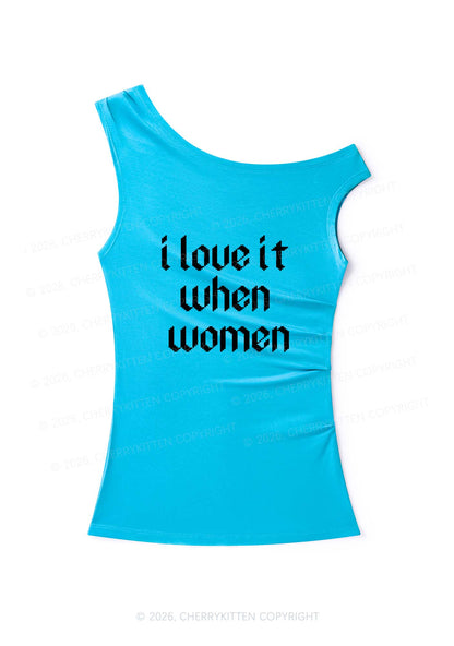 I Love It When Women Pride Y2K Off Shoulder Tank Top Cherrykitten
