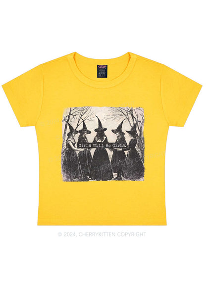 Halloween Girls Will Be Girls Y2K Baby Tee Cherrykitten