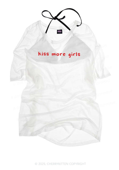 Kiss More Girls Pride Y2K Sheer Boyfriend Tee Cherrykitten