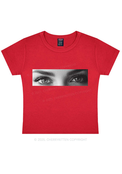 Custom Eyes Y2K Baby Tee Cherrykitten