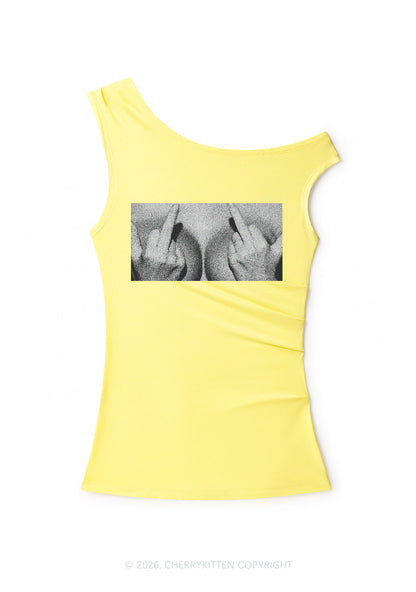 Middle Finger Bxxbs Y2K Off Shoulder Tank Top Cherrykitten