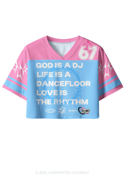 God Is A DJ Y2K Crop Sport Jersey Shirts Cherrykitten
