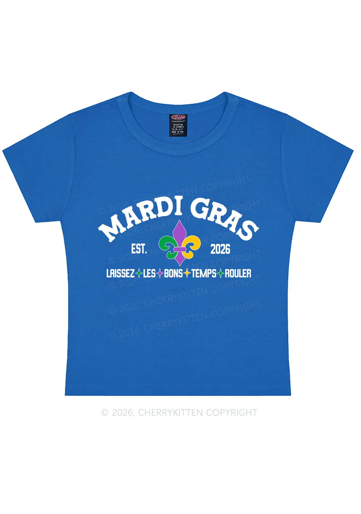 Mardi Gras Laissez Les Bons Temps Rouler Y2K Baby Tee Cherrykitten