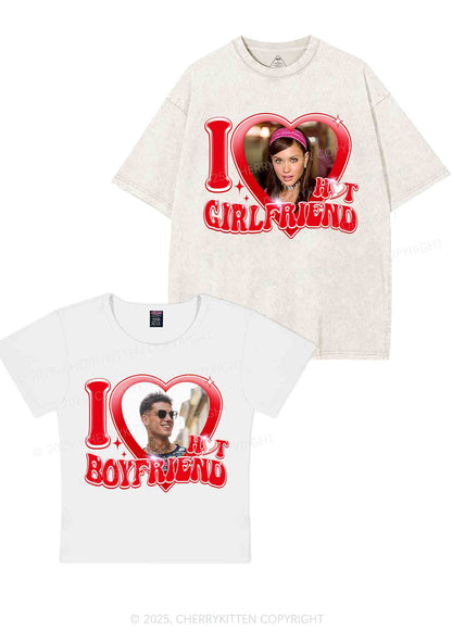 Custom I Love My Hot GF BF Y2K Valentine's Day Couple Shirt Cherrykitten
