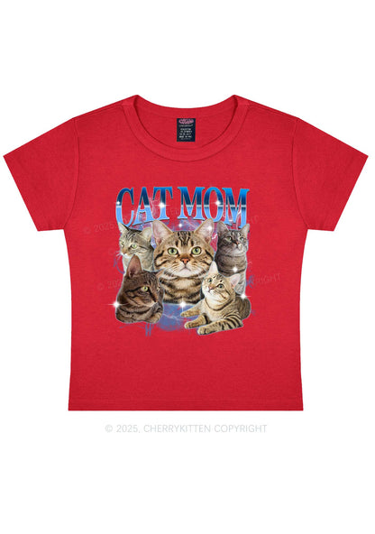 Custom Photo Cat Mom Y2K Baby Tee Cherrykitten
