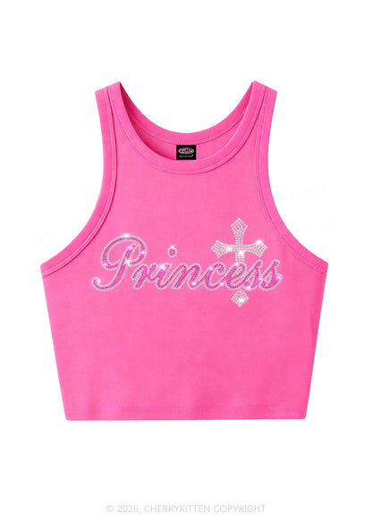 Rhinestone Princess Cross Y2K Crop Tank Top Cherrykitten
