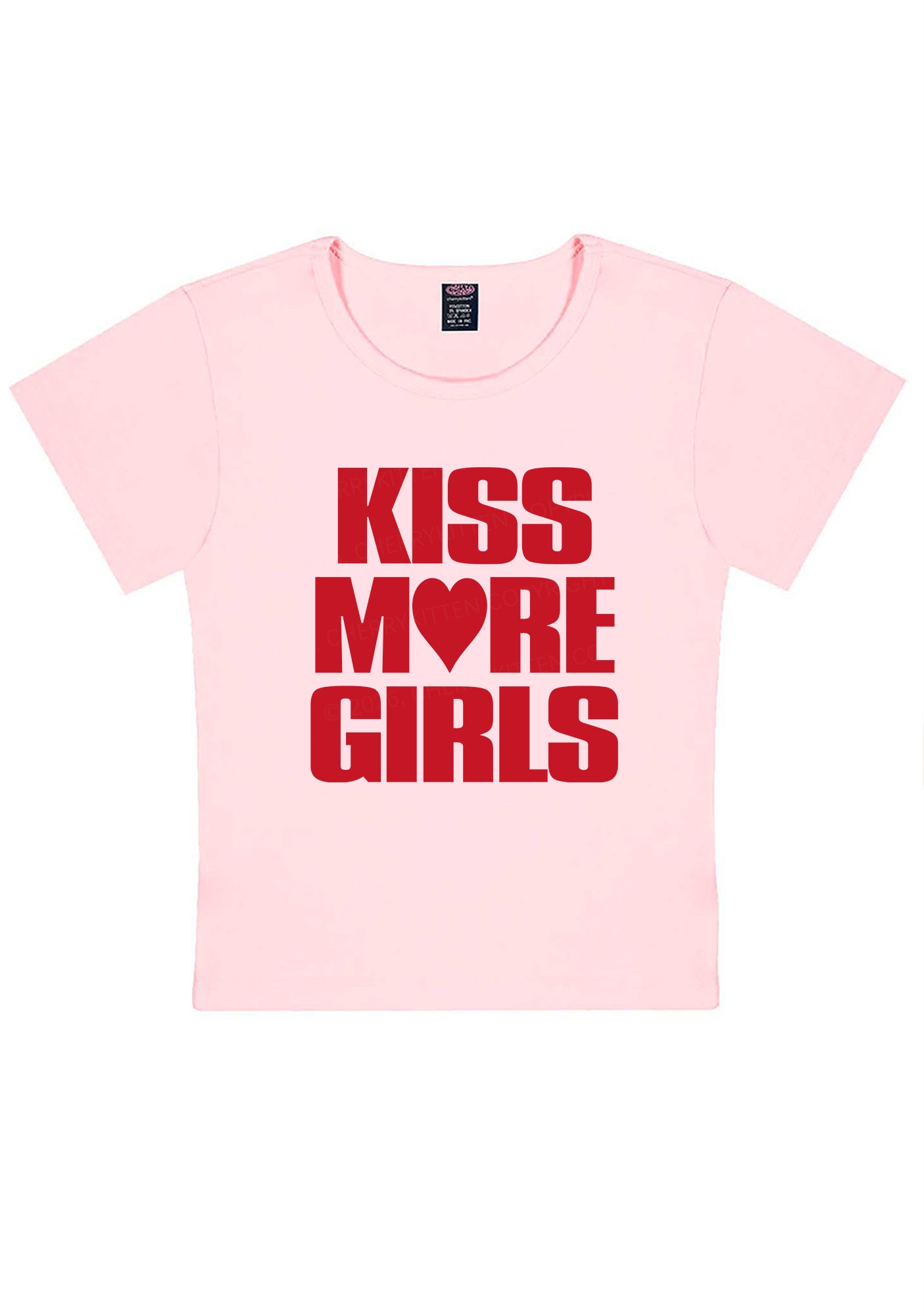 Kiss More Girls Heart Pride Y2K Baby Tee Cherrykitten