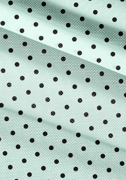 Black Dots On Mint Green Y2K Mesh Ruched  Waist  V Neck Top Cherrykitten