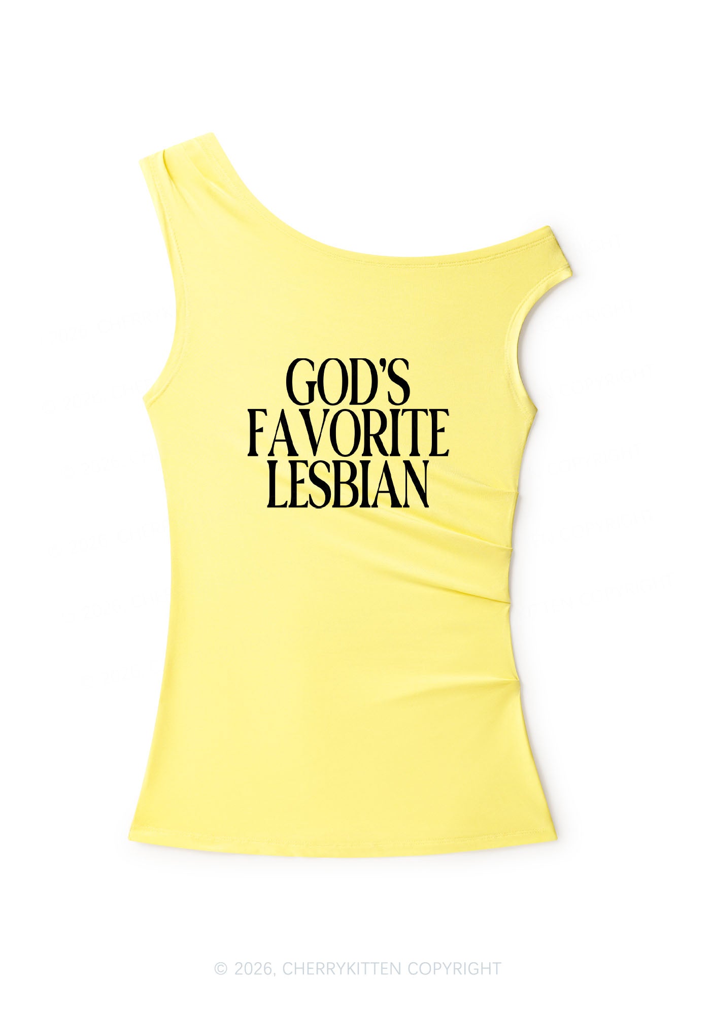 Gods Favorite Lesbian Pride Y2K Off Shoulder Tank Top Cherrykitten
