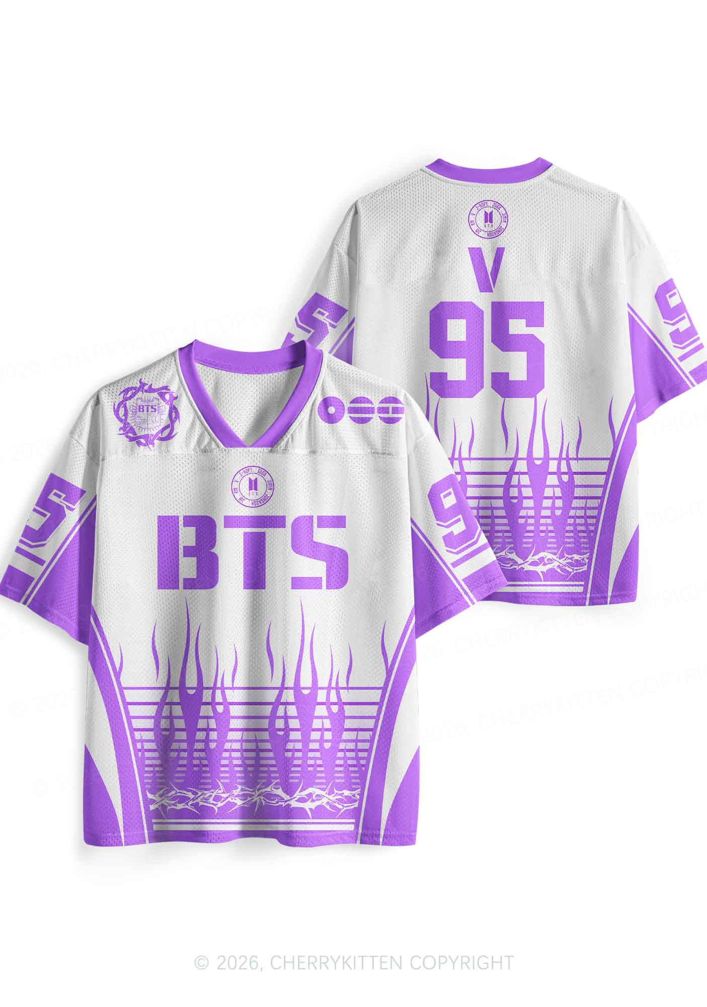 Purple Flame Y2K Sport Jersey Shirts Cherrykitten
