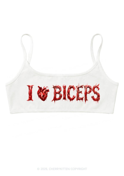 Halloween Gore Heart I Love Biceps Y2K Super Crop Cami Cherrykitten