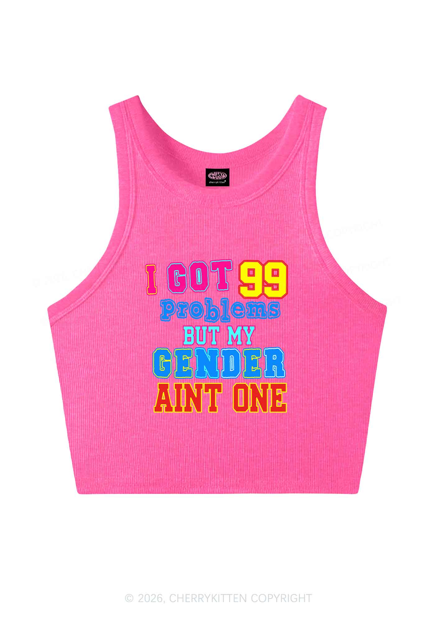 Gender Aint One Pride Y2K Crop Tank Top Cherrykitten