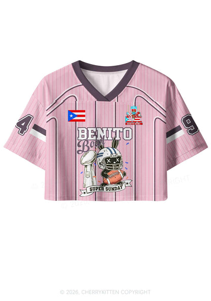 Pink Stripes Bunny Y2K Crop Sport Jersey Shirts Cherrykitten