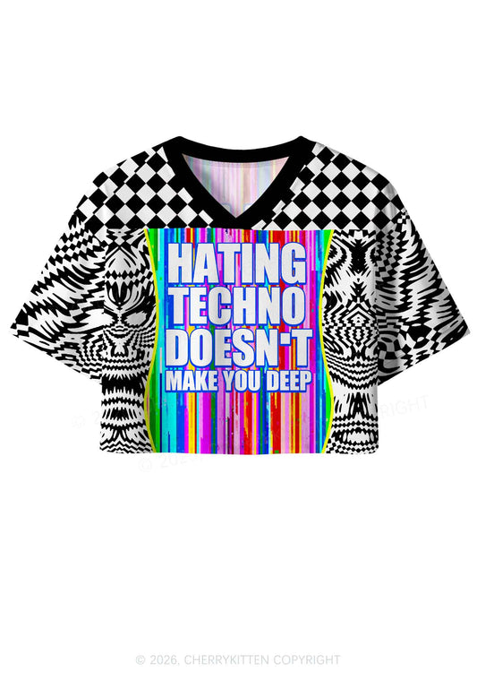 Hating Techno Y2K Crop Sport Jersey Shirts Cherrykitten