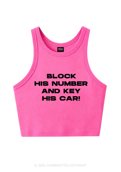 Block His Number Y2K Crop Tank Top Cherrykitten