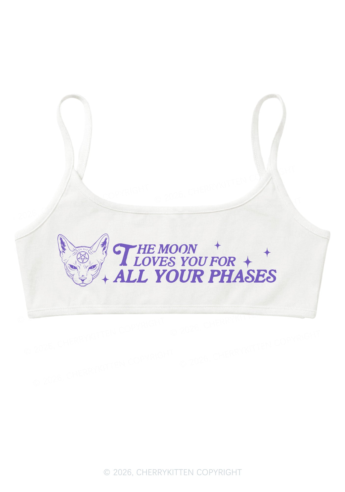 Halloween The Moon Loves You Y2K Super Crop Cami Cherrykitten