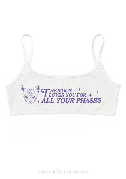 Halloween The Moon Loves You Y2K Super Crop Cami Cherrykitten