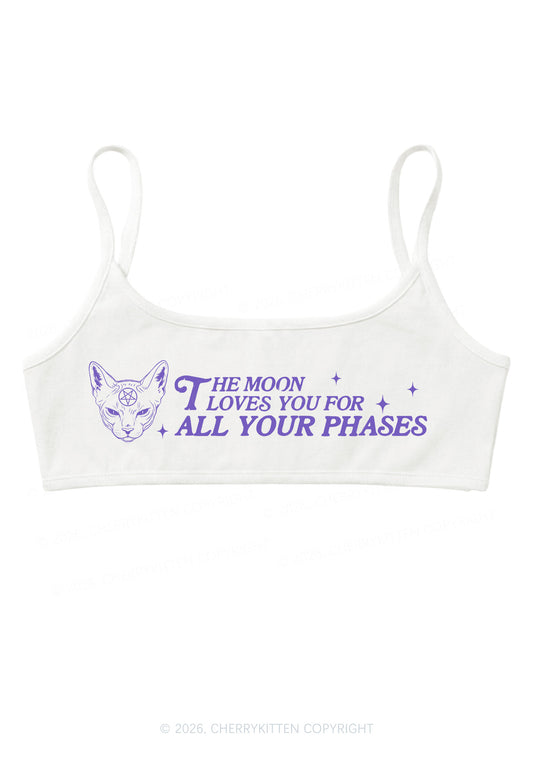 Halloween The Moon Loves You Y2K Super Crop Cami Cherrykitten