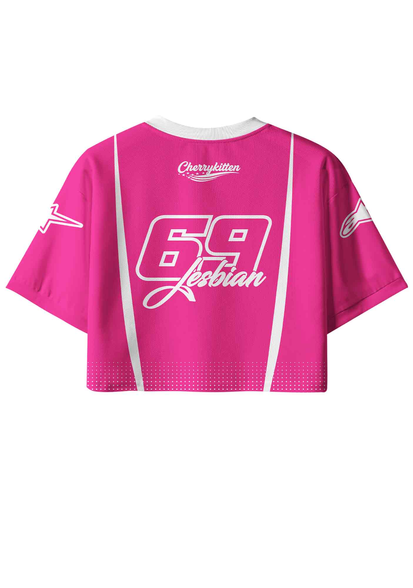 Im Not Lesbian But My Wife Is Pride Y2K Crop Sport Jersey Shirts Cherrykitten