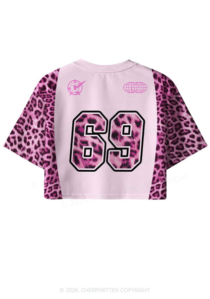 Kiss More Girls Pink Leopard Pride Y2K Crop Sport Jersey Shirts Cherrykitten