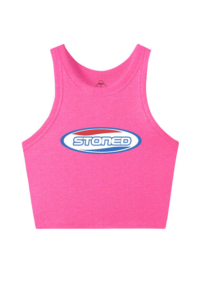 Stoned Slogan Y2K Crop Tank Top Cherrykitten