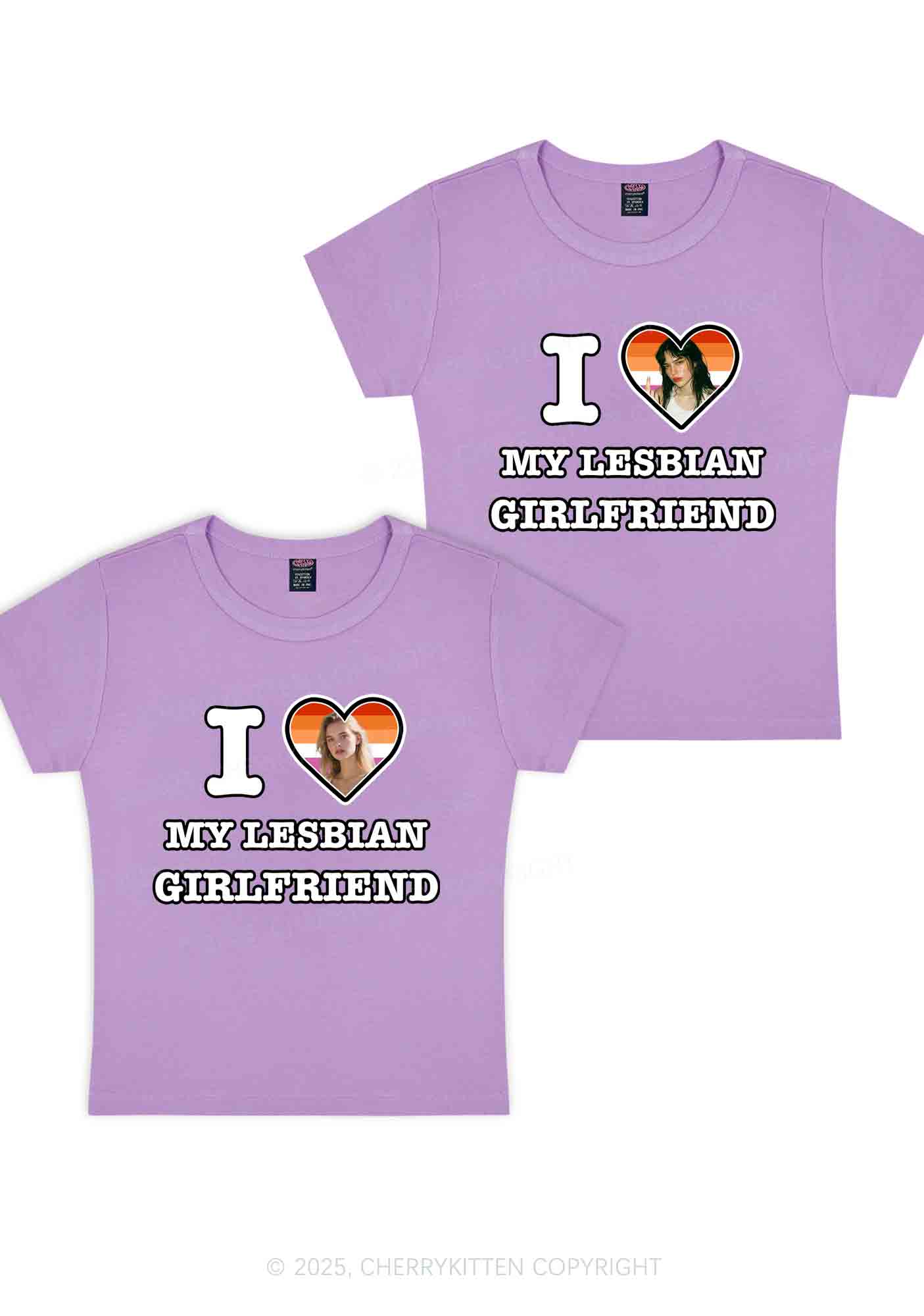 Custom My Lesbian GF Pride Y2K Valentine's Day Baby Tee Cherrykitten