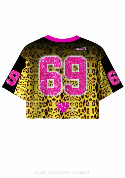 Slxt For Daddy Dom Leopard Y2K Crop Sport Jersey Shirts Cherrykitten